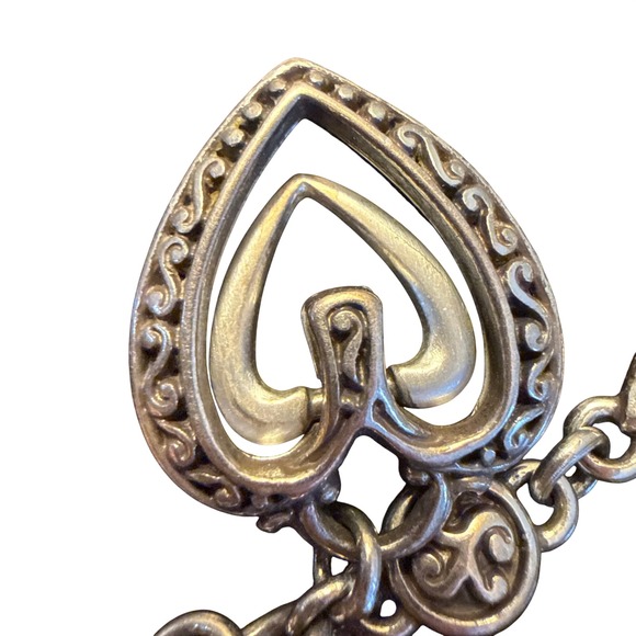 Brighton Heart Charm Bracelet Silver Scrollwork Bohemian Romantic Filigree - Picture 7 of 10